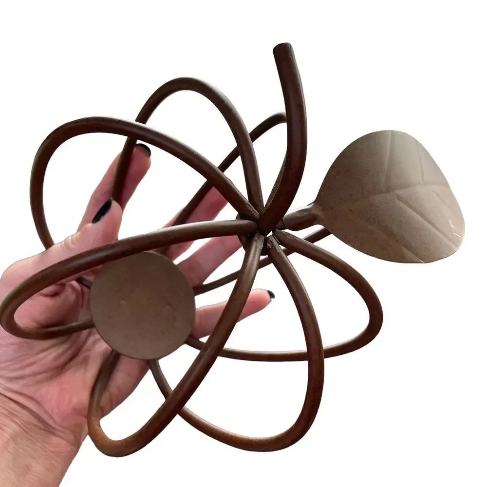 Metal Apple Shaped Candle Holder 3D Rustic Farmhouse Cottagecore Decor w/ Box
